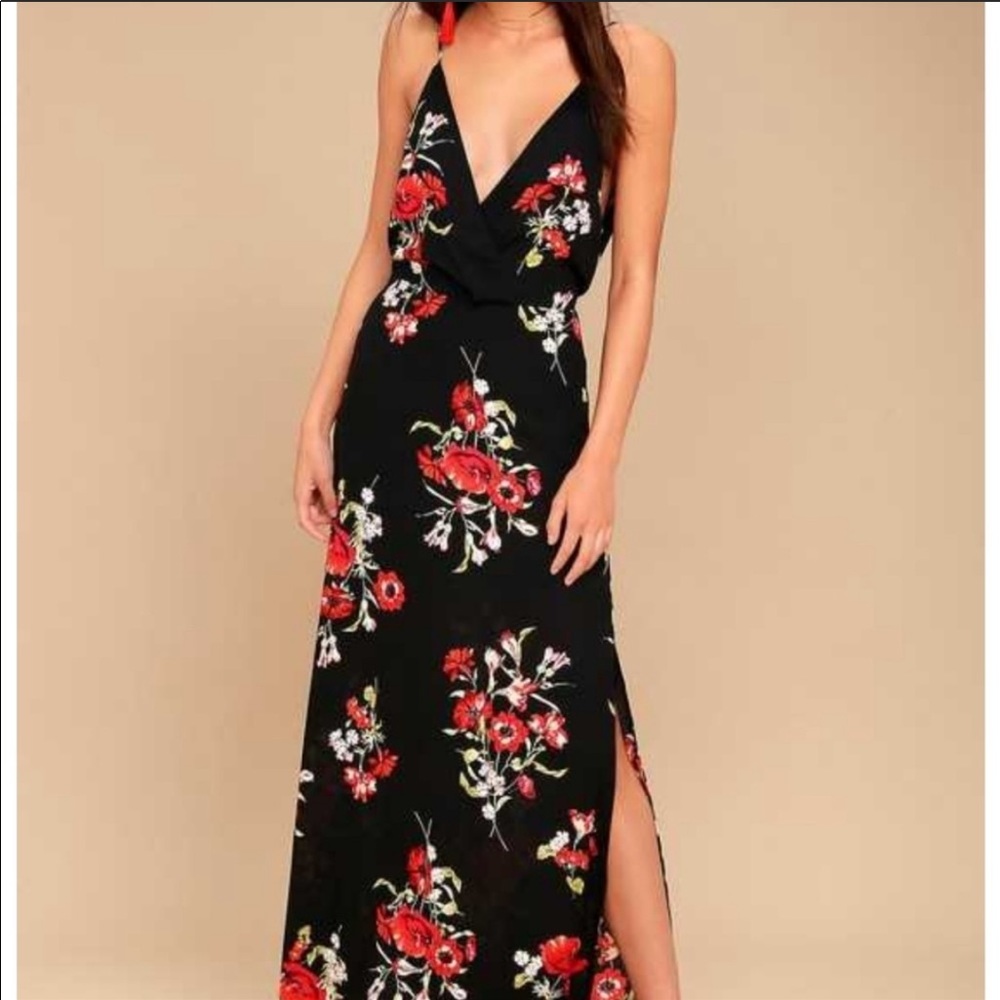 Sold out Lush Garden Court Black Floral Maxi Dress